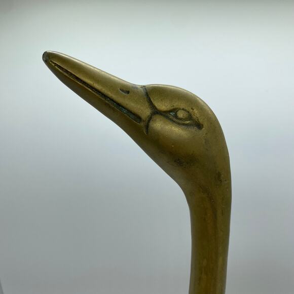 Mid Century Large Brass Swan Geese Bird Pair 16" Figurine Decor - Picture 7 of 16
